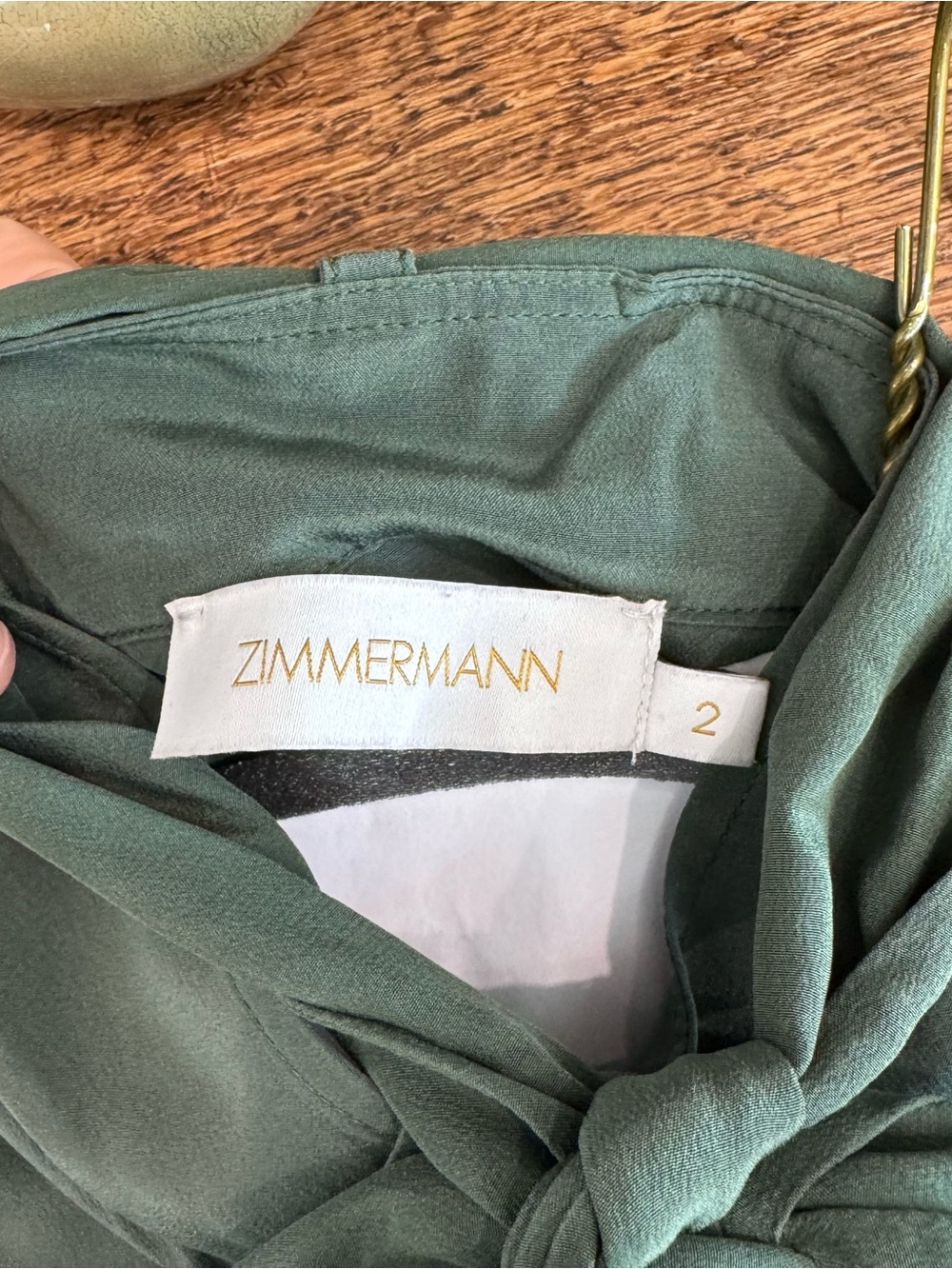 Zimmermann Forest Green Long Sleeve Tie-Neck Midi Dress - Picture 8 of 8
